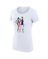 G-iii 4Her by Carl Banks Women's White Cleveland Guardians Super-Slim Fit Lightweight Baseball Girls T-Shirt