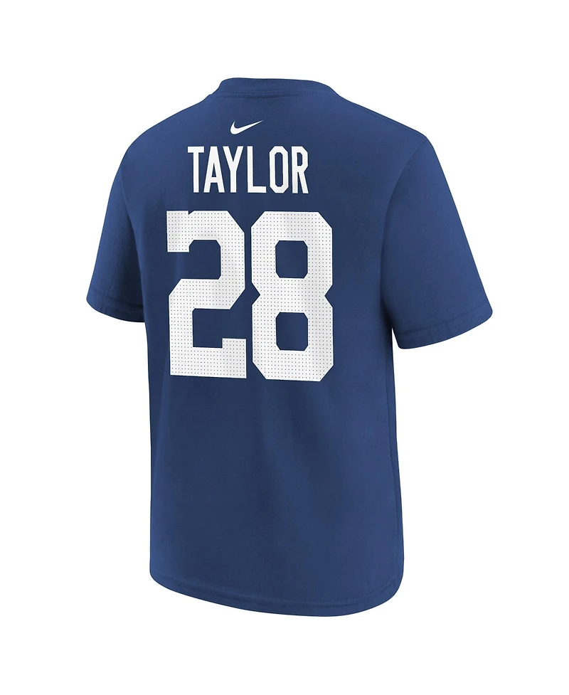 Nike Big Boys and Girls Jonathan Taylor Royal Indianapolis Colts Player Name Number T-Shirt