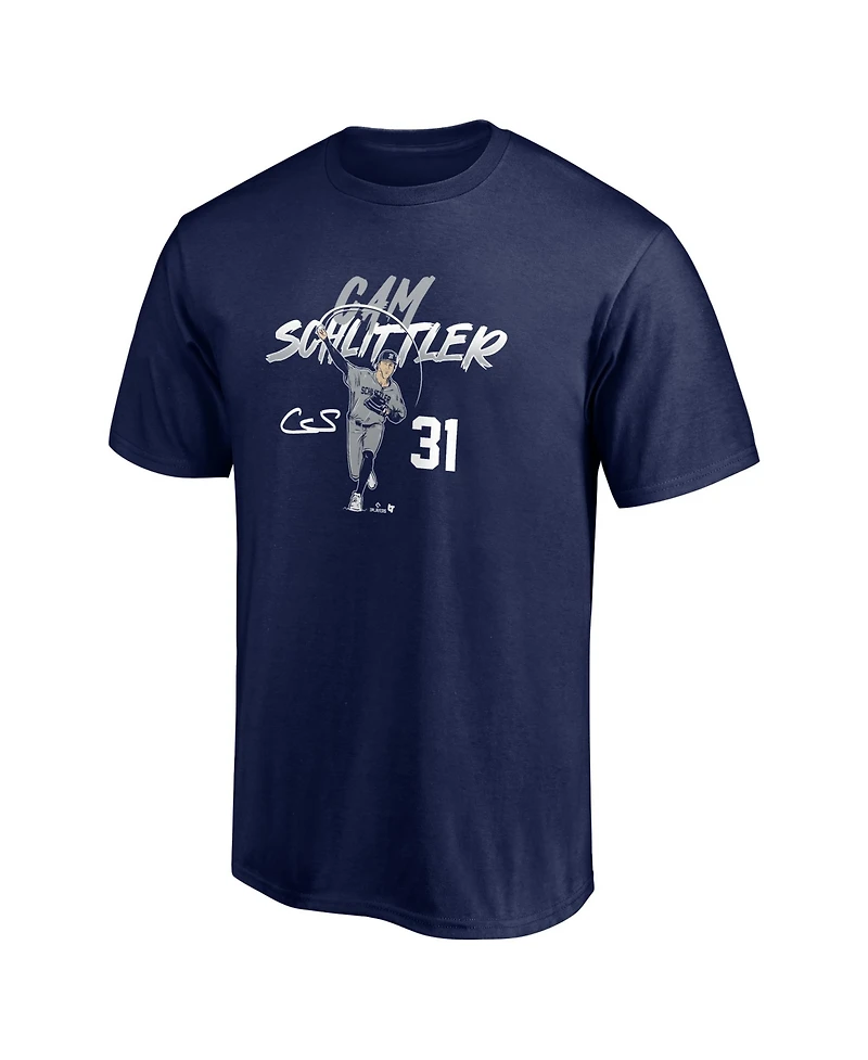 BreakingT Men's and Women's Cam Schlittler Navy Ace Pose T-Shirt