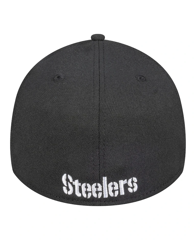 New Era Men's Black Pittsburgh Steelers Core Team 39THIRTY Flex Hat