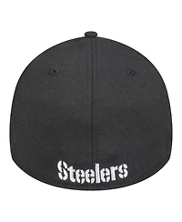New Era Men's Black Pittsburgh Steelers Core Team 39THIRTY Flex Hat