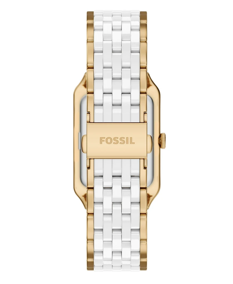 Fossil Women's Raquel Three-Hand Date Gold-Tone Stainless Steel White Ceramic Watch 26mm