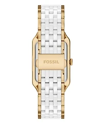 Fossil Women's Raquel Three-Hand Date Gold-Tone Stainless Steel White Ceramic Watch 26mm
