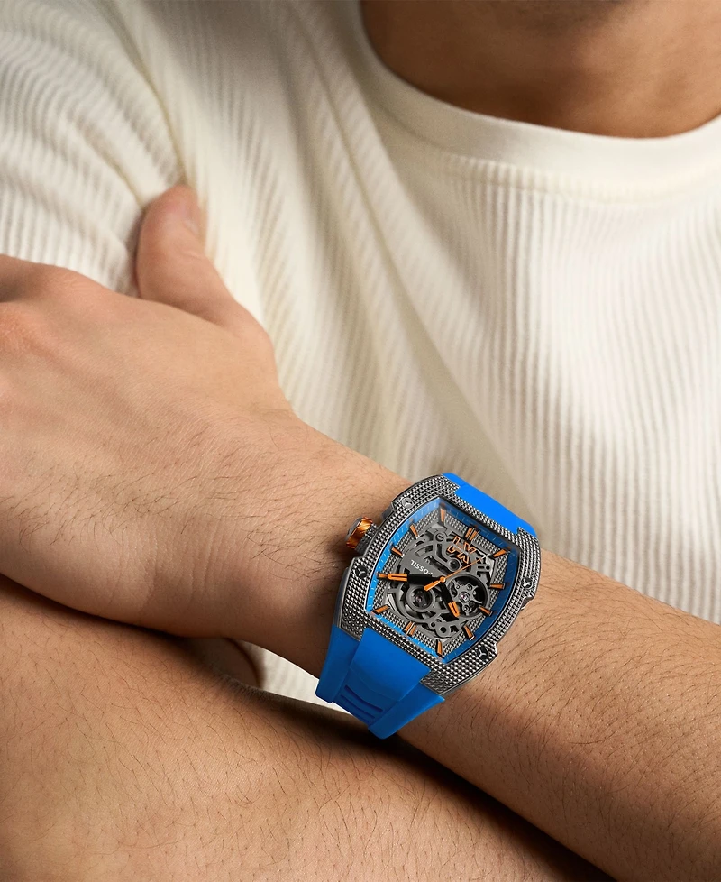 Fossil Men's Machine X1 Automatic Blue Silicone Watch 44mm