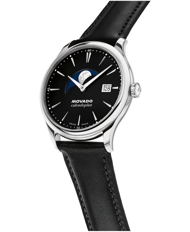 Movado Men's Calendoplan Swiss Quartz Leather Watch 37mm