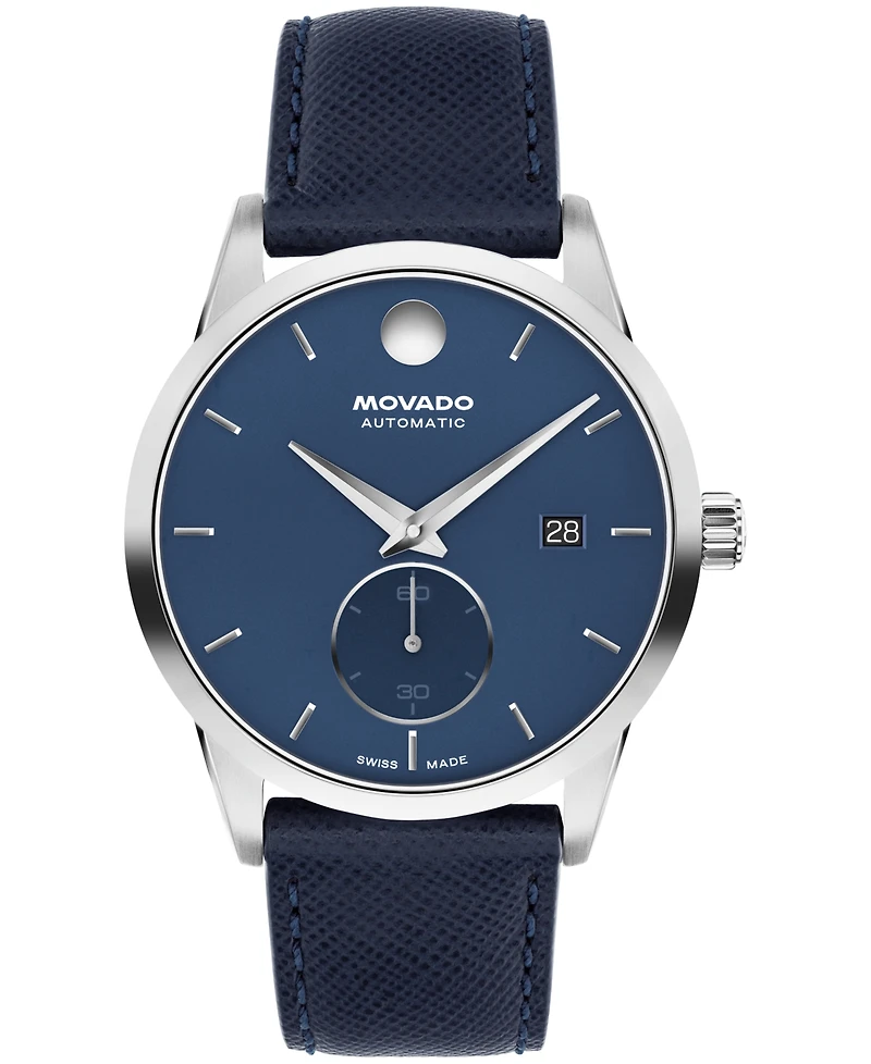 Movado Men's Museum Taga Swiss Automatic Blue Leather Watch 40mm