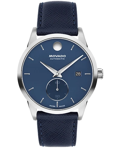 Movado Men's Museum Taga Swiss Automatic Blue Leather Watch 40mm
