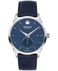 Movado Men's Museum Taga Swiss Automatic Blue Leather Watch 40mm