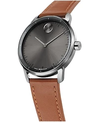 Movado Men's Bold Echo Swiss Quartz Cognac Leather Watch 40mm