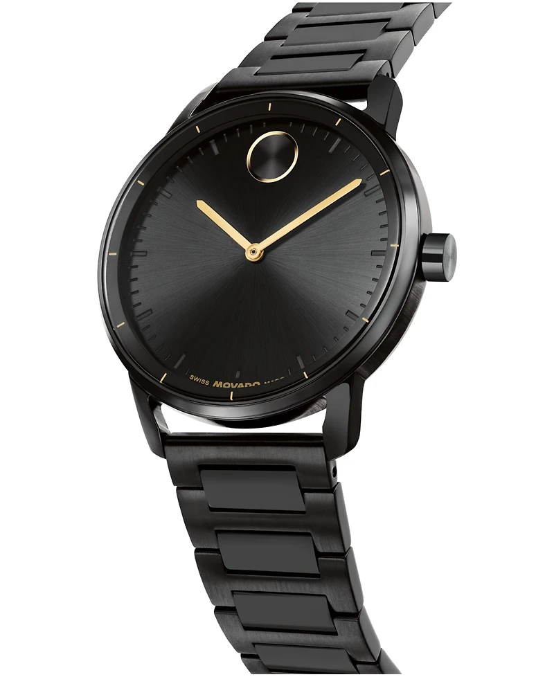 Movado Men's Bold Echo Swiss Quartz Ionic Plated Black Stainless Steel Watch 40mm