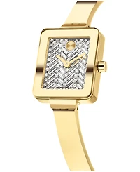 Movado Women's Bold Tank Mini Bangle Swiss Quartz Ionic Plated Light Yellow Gold Steel Watch 20mm x 23mm