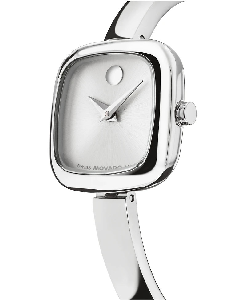 Movado Women's Museum Bangle Cushion Swiss Quartz Stainless Steel Watch 22mm