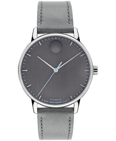 Movado Men's Movado Face Swiss Quartz Dark Gray Leather Watch 39mm