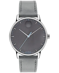 Movado Men's Movado Face Swiss Quartz Dark Gray Leather Watch 39mm