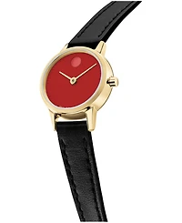 Movado Women's Baby Face Swiss Quartz Black Leather Watch 22.50mm