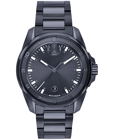 Movado Men's Bold Verso S Swiss Quartz Stainless Steel Ionic Plated Blue Steel Watch 34mm