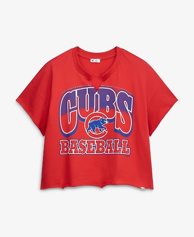 '47 Brand Women's Red Chicago Cubs Plus Win Big Oversized Notch-Neck T-Shirt