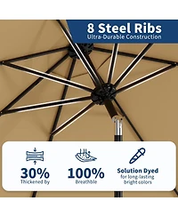 gaomon Solar Patio Umbrella with 40 Led Lights and Crank Tilt, Large Uv-Resistant Outdoor Patio Market Umbrella with 8 Ribs