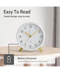Jall 4 Inch Analog Alarm Clock Silent Non Ticking Night Light Loud Alarm 1x Aa Battery Simple Design for Any Room