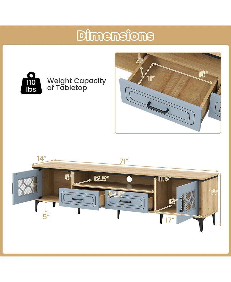 Slickblue Farmhouse Tv Stand for TVs up to 80 Inch with 2 Storage Drawers