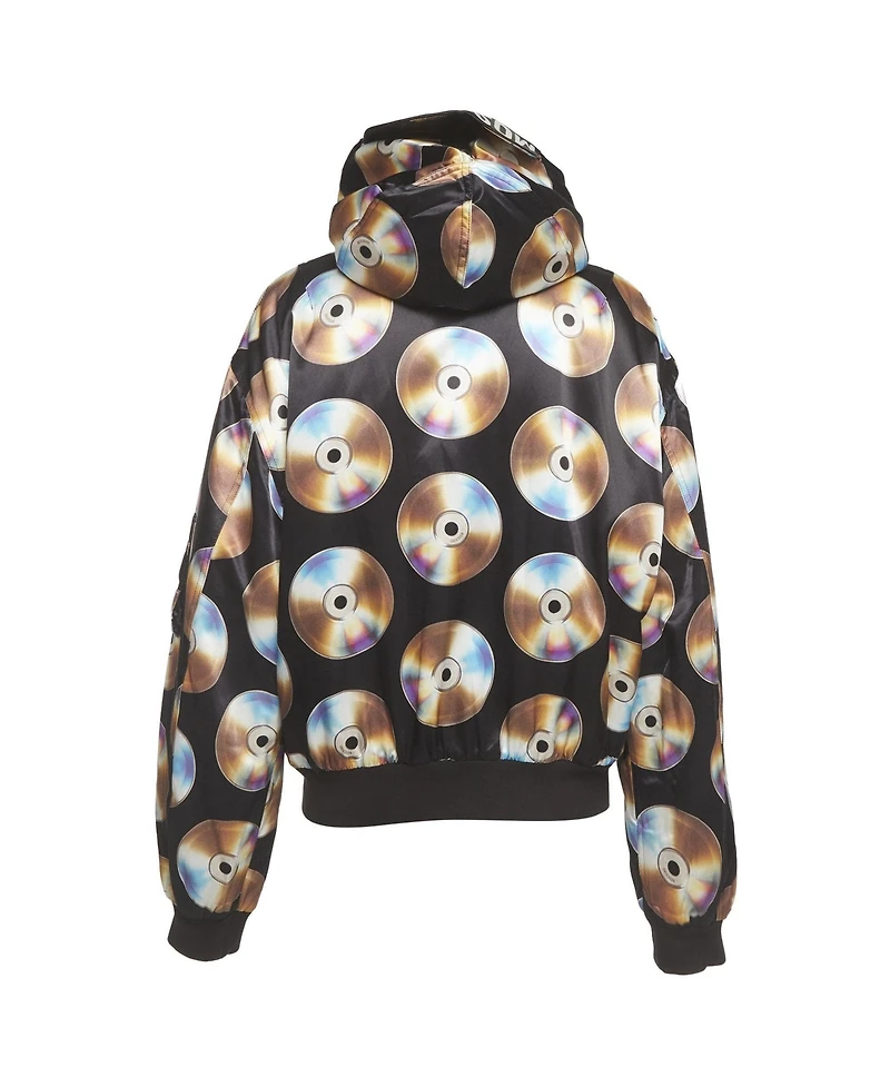 Pre-Owned Moschino Women's Disc Printed Cotton Knit Hooded Sweatshirt
