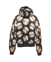 Pre-Owned Moschino Women's Disc Printed Cotton Knit Hooded Sweatshirt