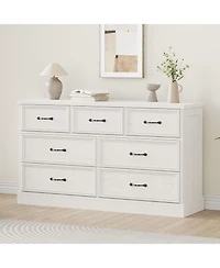 gaomon 7 Drawer Dresser for Bedroom, 55'' Wide Wooden Dressers with Metal Handle