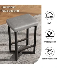gaomon Set of 4 24.6 Inch Counter Height Backless Barstools, Upholstered Pu Leather Seats with Metal X-Frame and Footrest, Modern Kitchen Stools