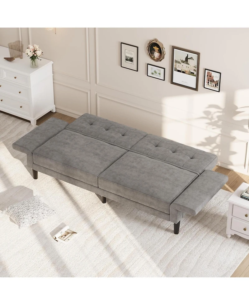 gaomon 89 Inches Convertible Sofa Bed, Modern Chenille Sleeper Sofa with Adjustable Backrest and Armrest, Deep Seat Futon Couch