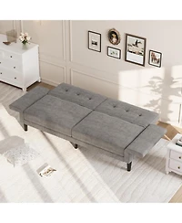 gaomon 89 Inches Convertible Sofa Bed, Modern Chenille Sleeper Sofa with Adjustable Backrest and Armrest, Deep Seat Futon Couch