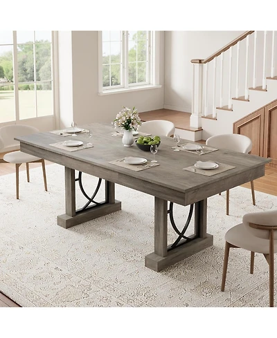 gaomon Elegant Dining Table with Dual Storage Drawers, Waterproof Heat-Resistant Top