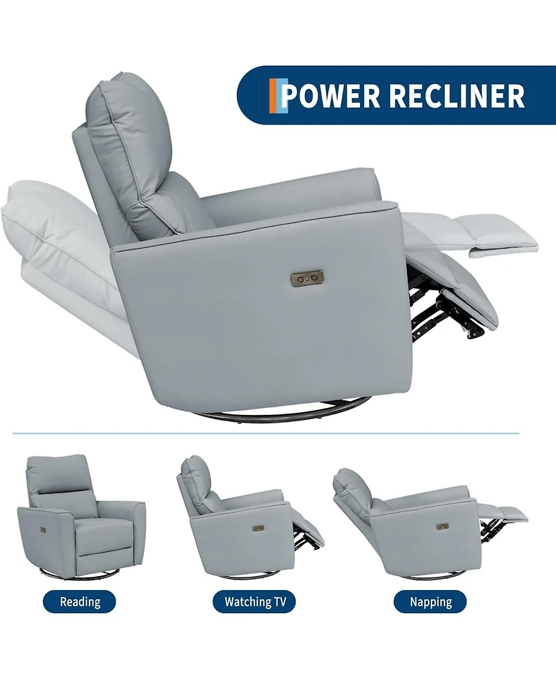 gaomon Swivel Glider Recliner Chair with Lumbar Support, Rocking Lounge Chair for Nursery