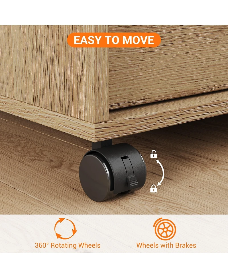 gaomon 3-Drawer File Cabinet, Rolling Storage Cabinet with Shelf for Dining Room, Office
