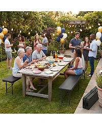 gaomon piece Portable Heavy-Duty 6FT Folding Outdoor Benches for Patio, Picnic, Camping