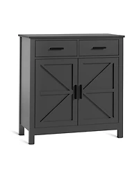 Clihome Modern Black Kitchen Storage Cabinet Buffet Cabinet with Storage, Coffee Bar Cabinet with 2 Drawers and 2 Doors
