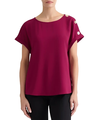 Jones New York Plus Short-Sleeve Round Neck Top