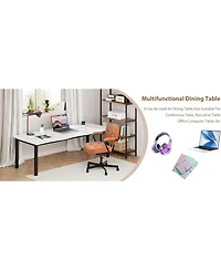 gaomon 78.7 Inch Dining Table for 6-8, Rectangular Mdf Top with Wave Edge, Durable Metal Frame, Waterproof and Scratch Resistant