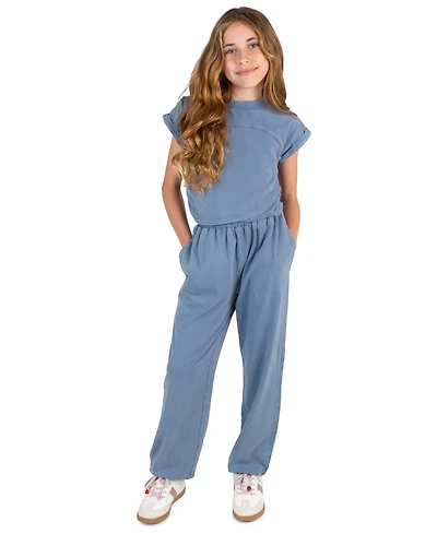 Tween Diva Girls' 7-12 Washed Jersey Knit Crossover T-Shirt and Jogger Pants, 2-Piece Set