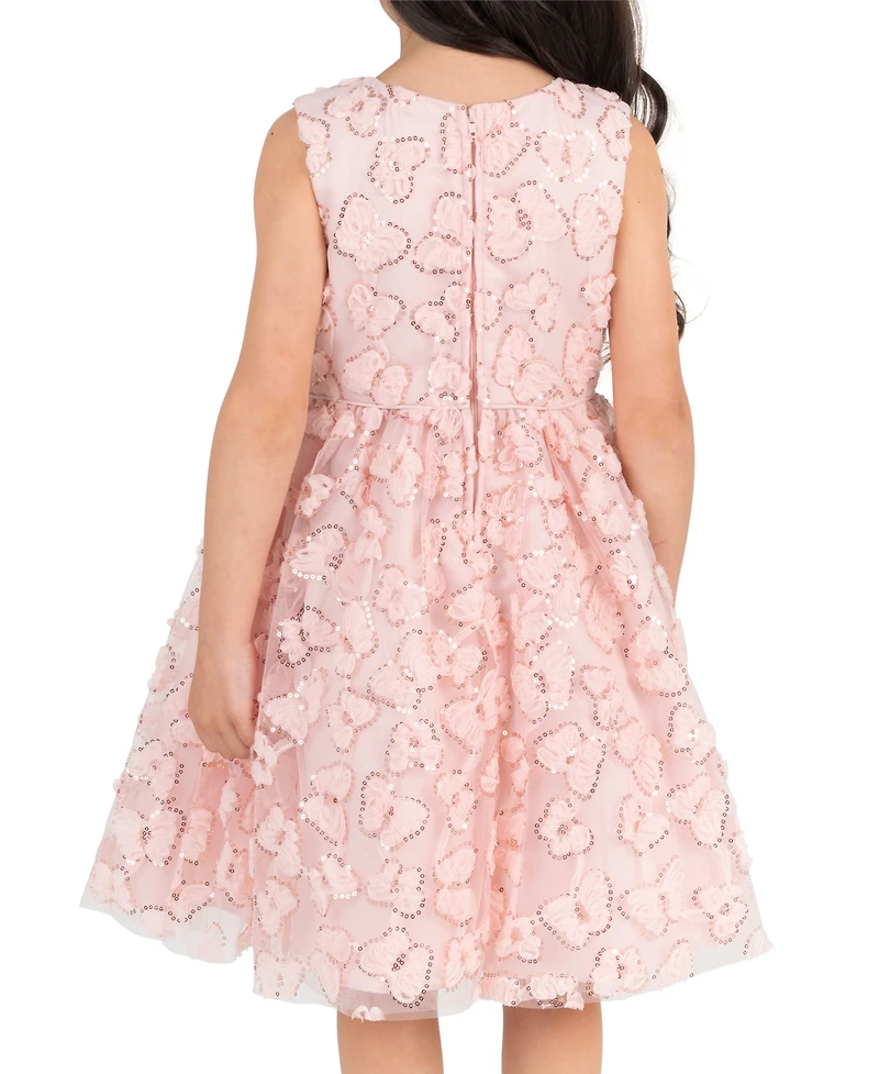 Rare Editions Girls' 2T-6X Butterfly Soutache Satin Bow Dress