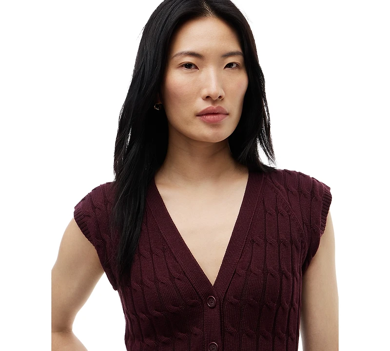 Tommy Hilfiger Women's Cable Knit V-Neck Cap-Sleeve Cardigan