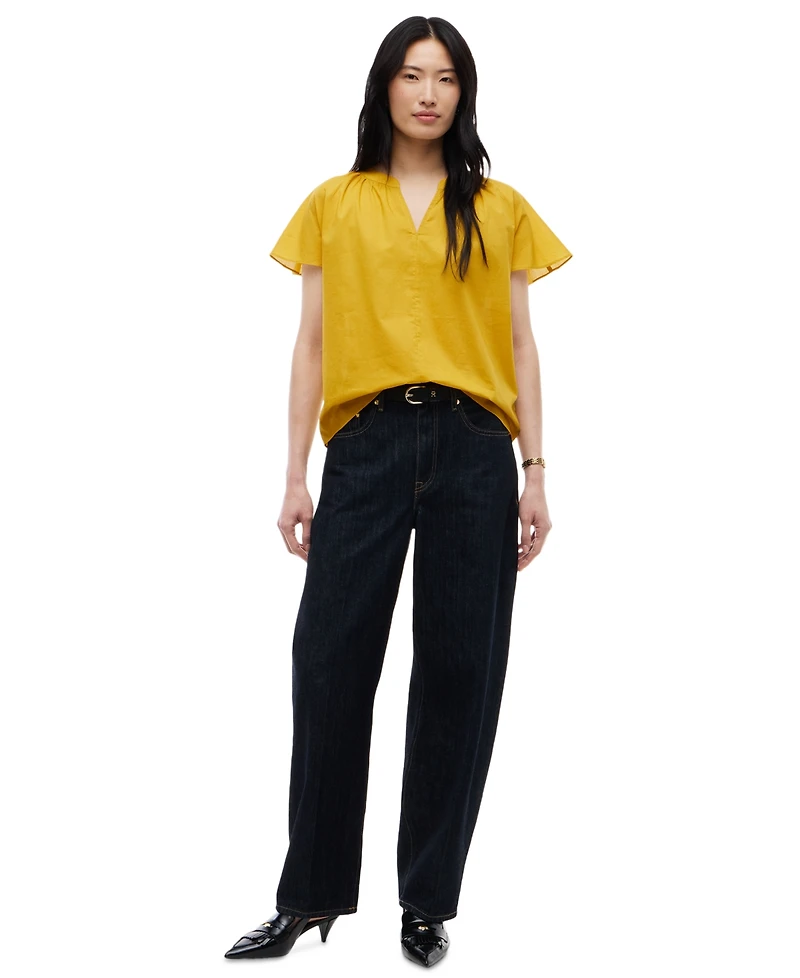 Tommy Hilfiger Women's Voile Popover 3/4-Sleeve Scoop Neck Blouse