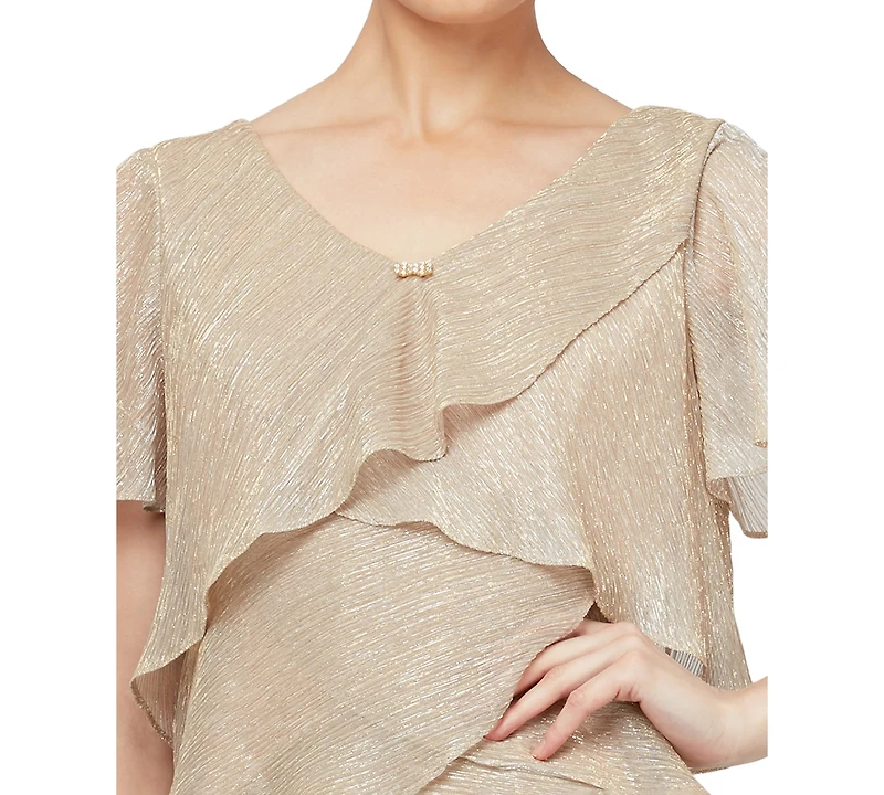 Sl Fashions Tiered Shimmer Shift Dress