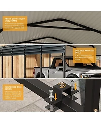 gaomon 12x20 feet Heavy Duty Carport and Metal Garage Kit with Galvanized Steel Roof, Anti-Leak Metal Carports for Vehicles