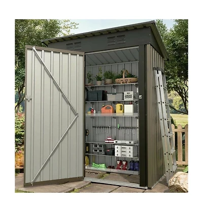 gaomon 5x3 ft Outdoor Storage Shed, 67 Cu.ft Metal Tool Shed with Sloping Roof and Lockable Door, Compact Garden Shed for Backyard