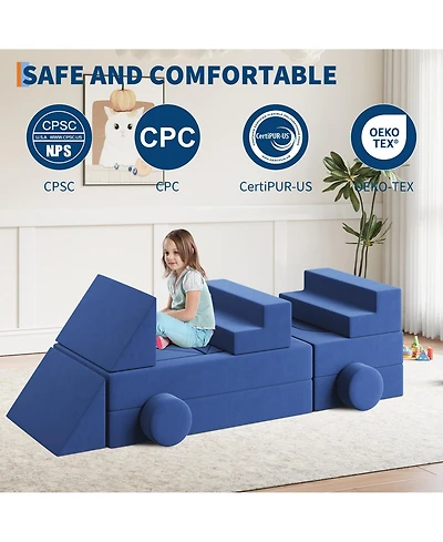 gaomon 22-Piece 2-Seat Modular Foam Kids Play Couch, Convertible Easy Clean Safe Educational Sofa for Toddler Indoor