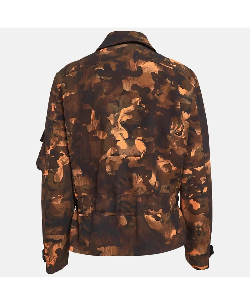 Pre-Owned Versace Women's Camouflage Print Jersey Zip-Up Jacket