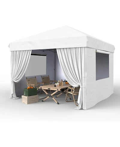 gaomon 10x10 Ft Pop Up Canopy Tent with 4piece Sidewalls, Portable Instant Commercial Canopy with 4 Stakes, 4 Ropes, 4 Sandbags