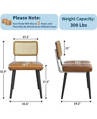 gaomon Rattan Dining Chairs, Pu Leather Upholstered Seats, Kitchen and Chairs