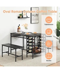 gaomon Dining Table Set for 4, Kitchen with 2 Benches, 3 Piece Room Set, Room, and Small Apartments