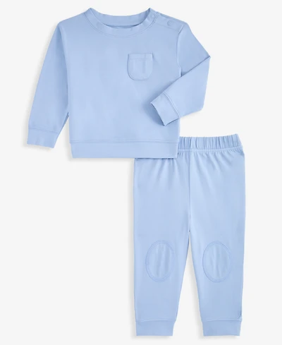 First Impressions Baby Boys' 0M-24M Solid Crewneck Sweatshirt and Sweatpants, 2-Piece Set, Macy's Exclusive